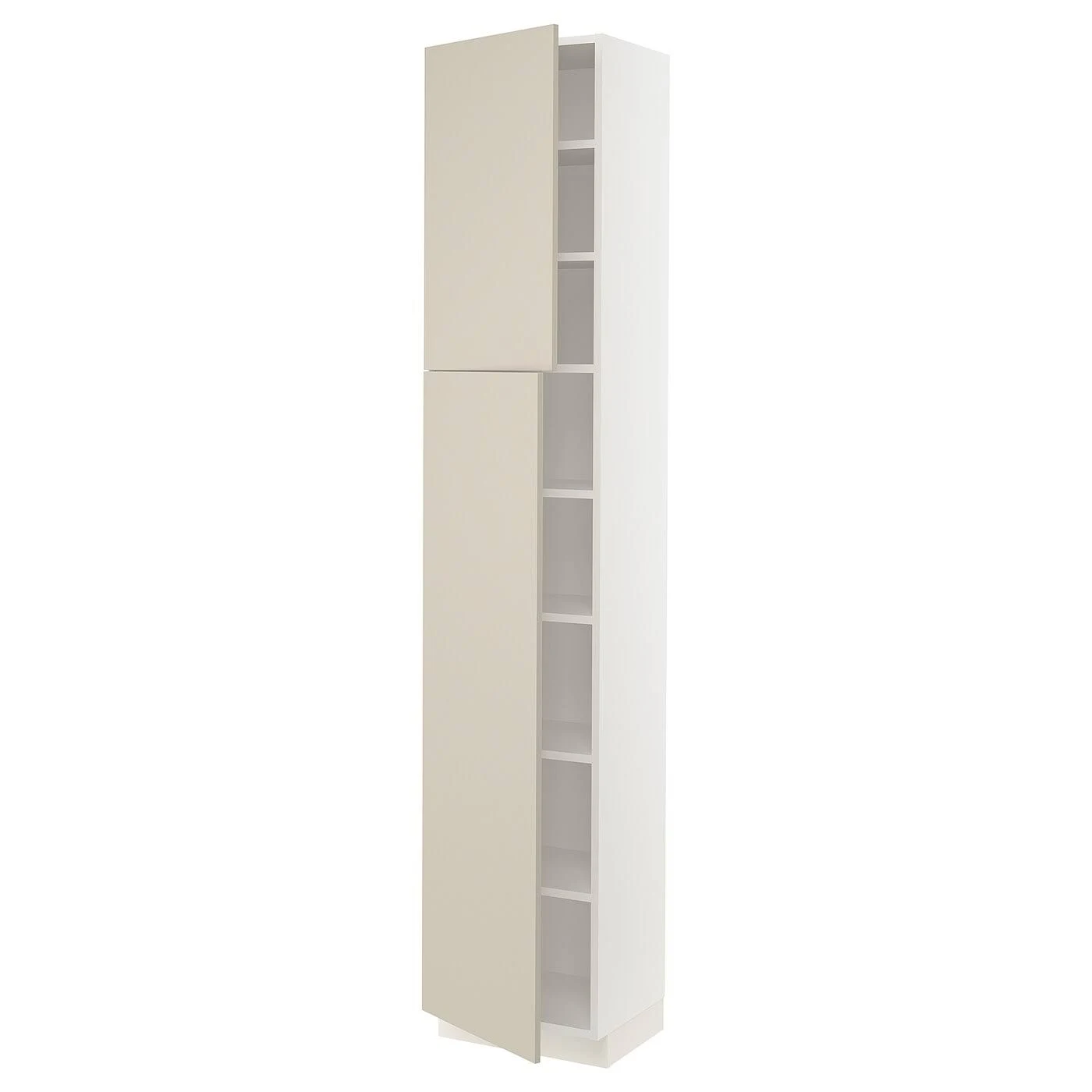IKEA - SEKTION High Cabinet with shelves/2 Doors, white/Havstorp Beige, 18x15x90 69421121