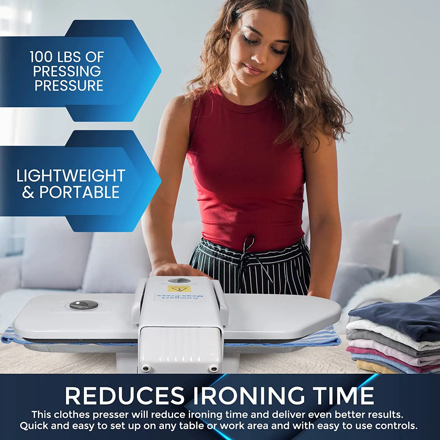 Speedypress Compact Ironing Steam Press 22”x9” Clothes Press Machine for Home With Stand