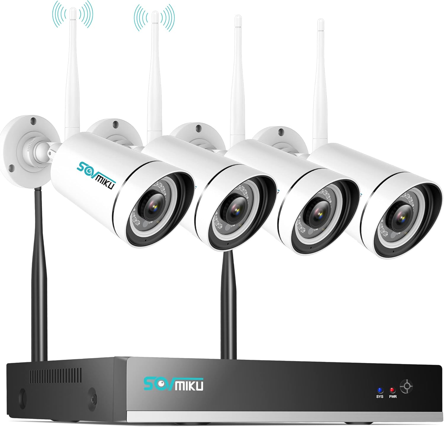 【Facial Recognition,2K】 SOVMIKU WiFi Security Camera System,Without Hard Drive,Two Way Audio,Ultra Long Range,8Channel NVR,Mobile&PC Remote