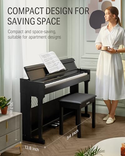 Donner DDP-90 Digital Piano, 88 Key Weighted Piano Keyboard for Beginner/Professional W/Three Pedals, Supports U-disk Music Playing