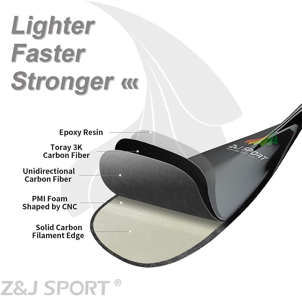 Z&J SPORT Outrigger Canoe Paddle, Tahiti Hybrid OC Paddle with Carbon Blade and Wood Bent Shaft 12 Degree (S-9.1x18.5/M-9.4x18.5/L: 9.7x18.5)
