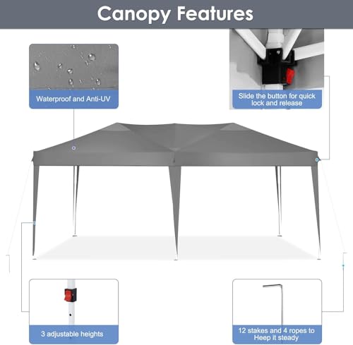 COBIZI Canopy 10x20 Pop Up Canopy Tent with 6 Sidewalls Party Tents for Parties Weddings Backyard Waterproof Canopy Outdoor Commercial Canopy Event