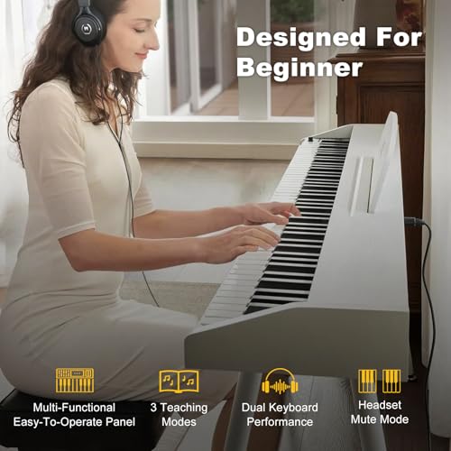 MUSTAR 88 Key Piano Keyboard for Beginners, Semi Weighted Electric Piano Keyboard 88 Keys, Portable Digital Piano 88 Key Weighted with 3-Pedal Unit
