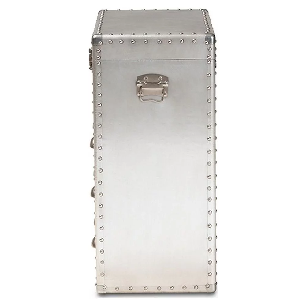 Baxton Studio Serge French Industrial Silver Metal 3-Drawer Accent Storage Chest