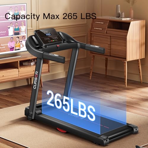 CURSOR FITNESS Home Folding Treadmill with Pulse Sensor, 2.5 HP Quiet Brushless, 7.5 MPH, 265 LBS Capacity
