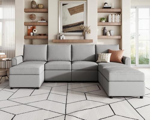 LINSY HOME Modular Sectional Sofa, Convertible U Shaped Sofa Couch with Storage, Memory Foam, Modular Sectionals with Ottomans