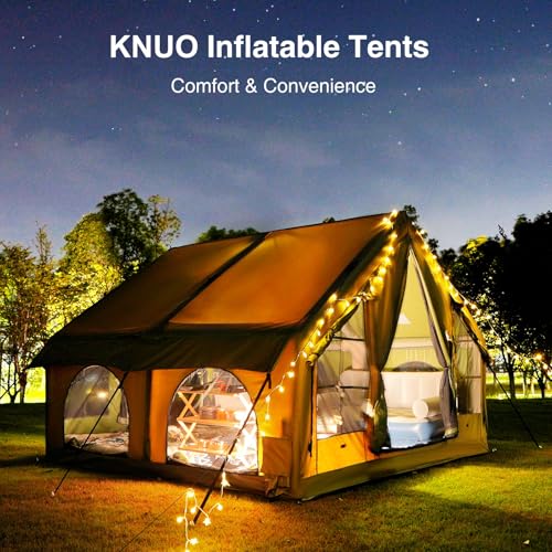 2025 Upgraded Waterproof Inflatable Camping Tent, Large Blow-Up Air Tent, No Assembly Needed Luxury Glamping House, Oxford Fabric