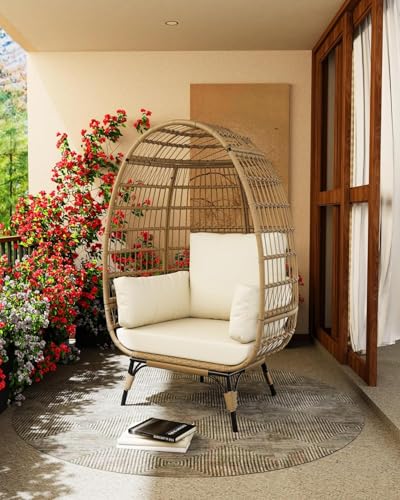 GAOMON Egg Chair, Oversized Wicker Outdoor Chairs with Luxury Cushions