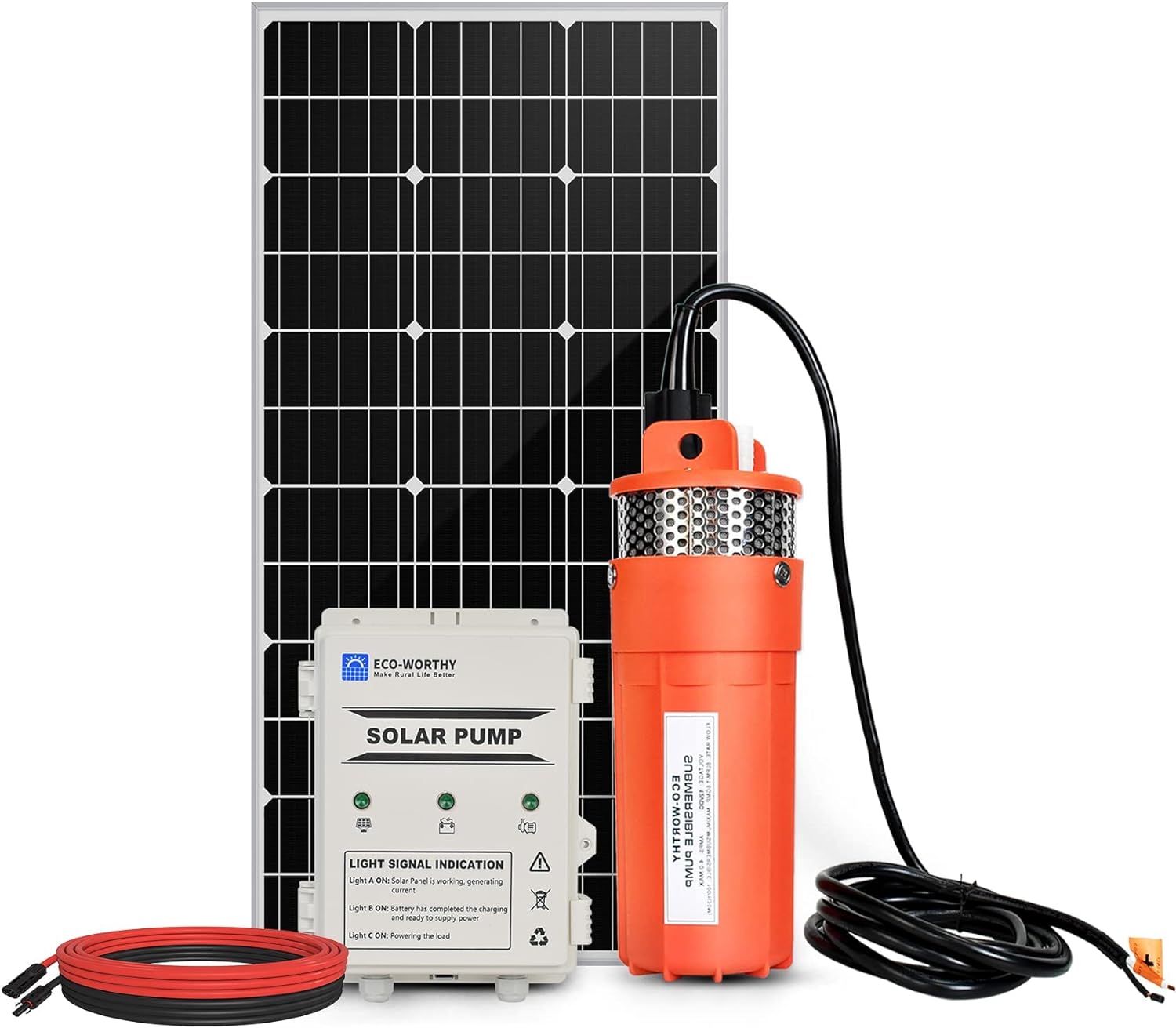 ECO-WORTHY Solar Well Pump Kit with Battery Backup, 12V Solar Water Pump + 120W Solar Panel Kit + 10Ah Battery for Well, Irrigation