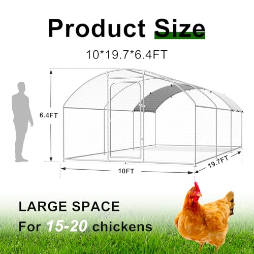 Large Metal Chicken Coop Walk-in Poultry Cage with Waterproof and UV-Resistant Cover, Outdoor Chicken Run Poultry Hen House for Backyard Farm Use