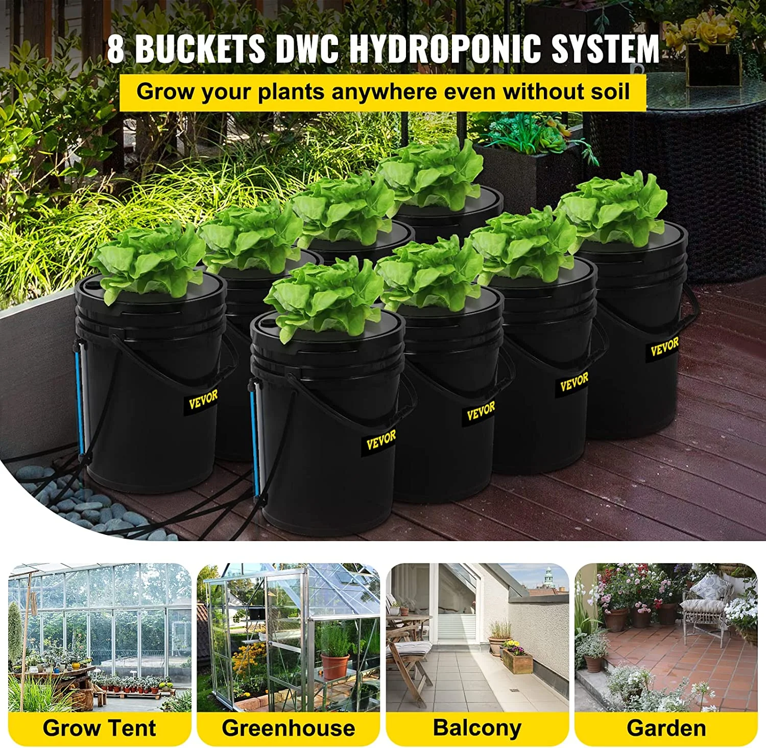 Vevor SSSPXTYX8110VT55FV1 5 gal DWC Hydroponic System - Radiant Selections