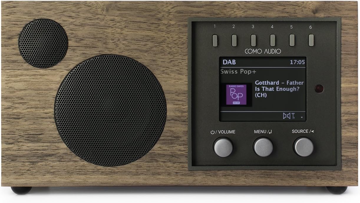 Como Audio Solo Wireless Speaker - Hand-Crafted Veneer Cabinets- One Touch Streaming, Internet Radio, Bluetooth, Wi-Fi - Walnut/Black