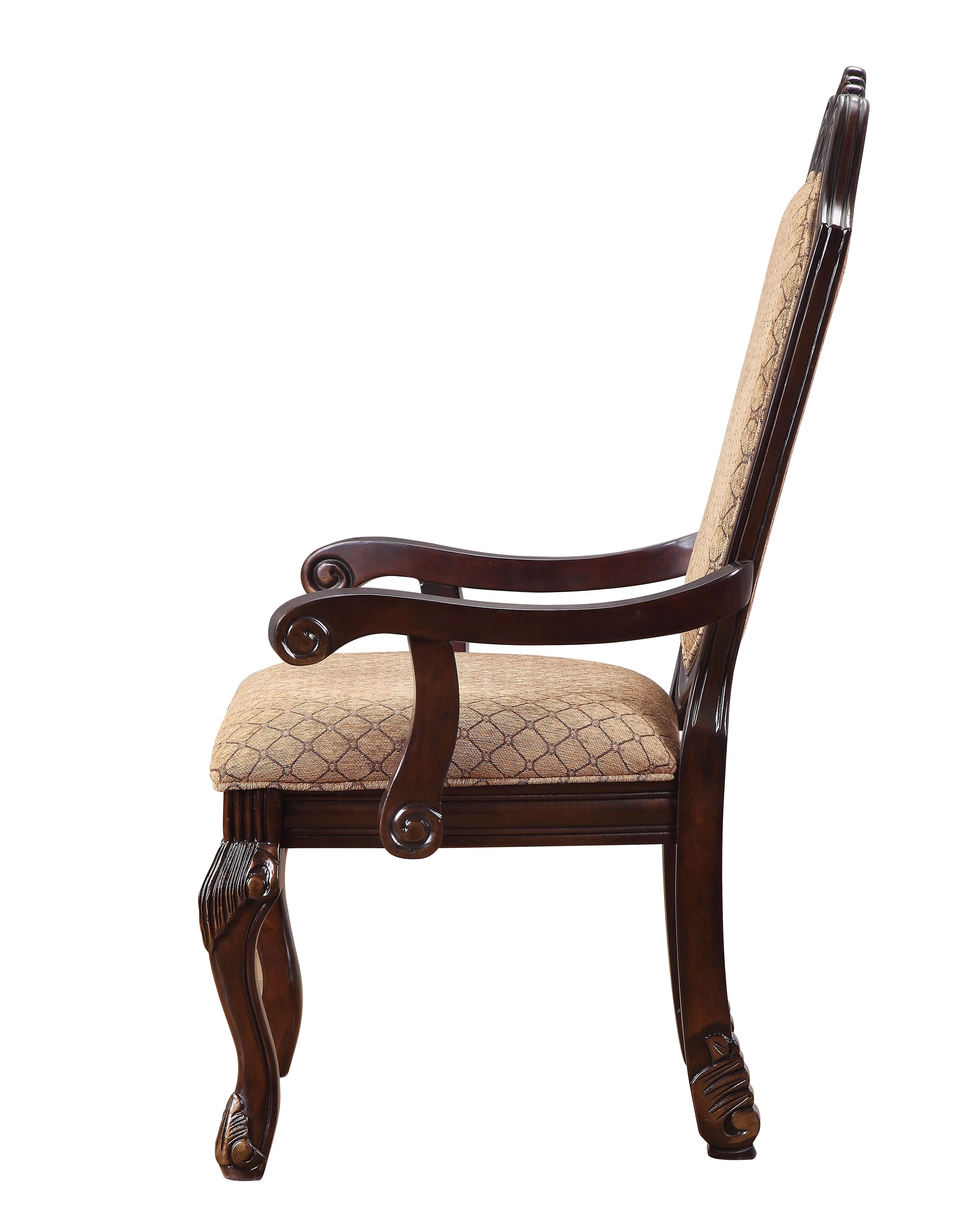 ACME Chateau De Ville Traditional Arm Chair (Set-2), Espresso fabric