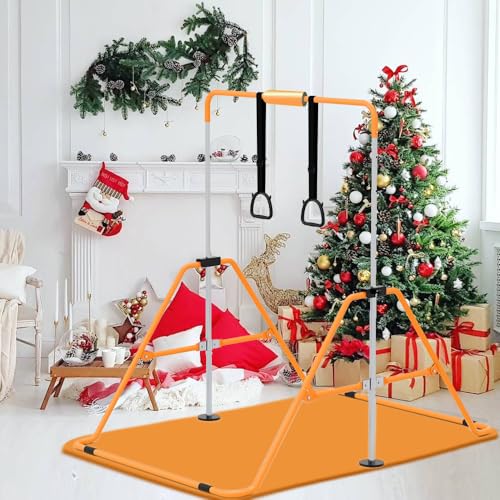 Expandable Gymnastics Bar for Kids, Adjustable Height Junior Training Kip Bar, Folding Gymnastic Horizontal Bars Monkey Bar
