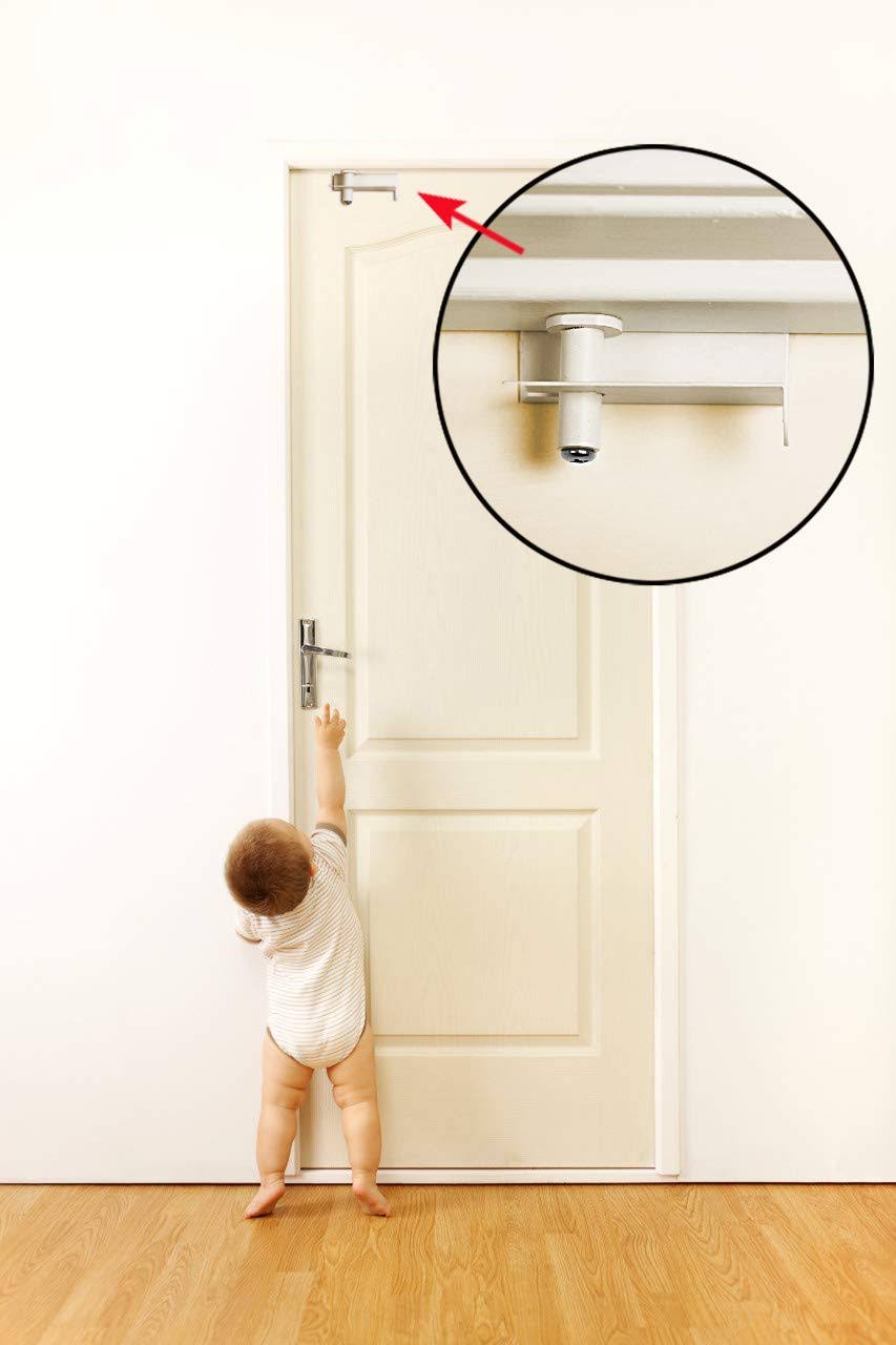 3 Pack - GlideLok Child Safety Door Top Lock Made of Durable Metal (Not Plastic