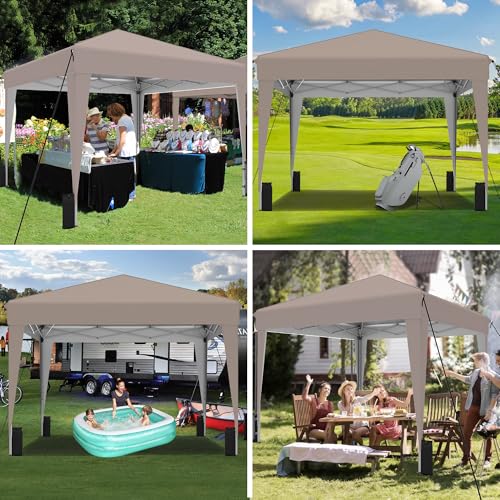SANWAY 10x10 Pop Up Canopy Tent with Sidewalls x 4 &ndash; Easy Setup Canopy Tent, Waterproof, UV-Resistant