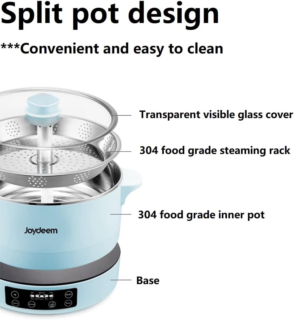 Joydeem Smart Lifting Electric Hot Pot, Steamer and Low Sugar Rice Cooker, Shabu Shabu Hot Pot, Food Grade Stainless Steel, 1500W, 4L