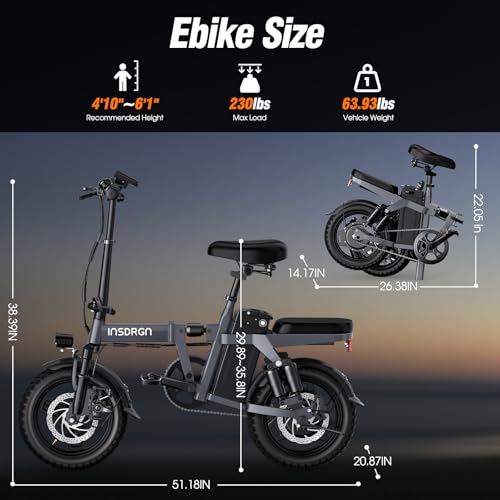 A14 Electric Bike – Premium Adult E-Bike with AI-Powered Pedal Assist, 9 Shock Absorbers, 44.99% Brake Ratio, 500W Motor, Mini Folding Electric Bike