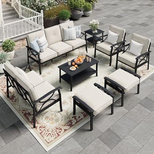 Wisteria Lane 5-Piece Outdoor Patio Furniture Set, Outdoor Metal Sectional Furniture with Cushions