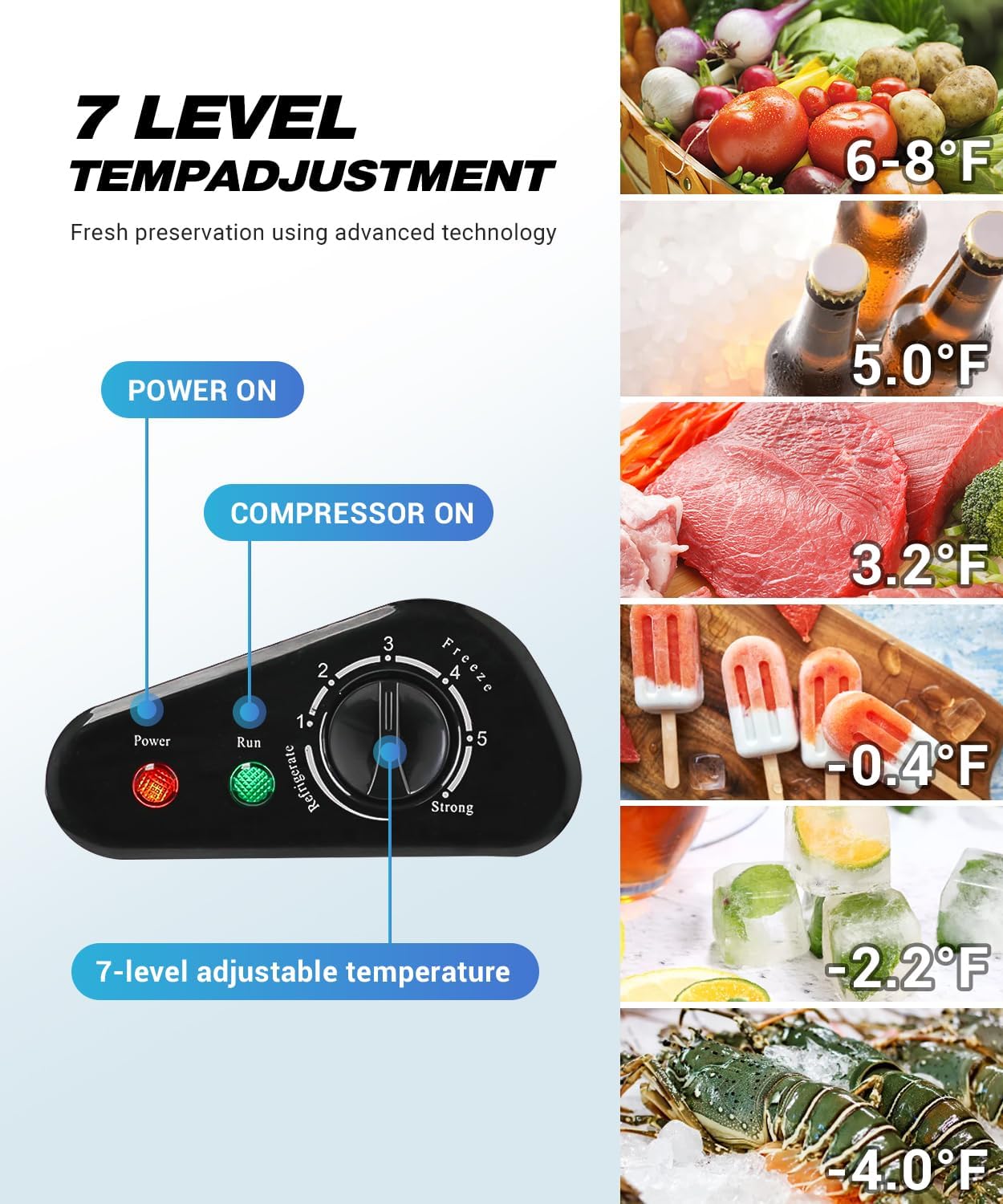 Deep Freezer, 3.5 Cu.Ft Chest Freezer, Small Top Door Deep Freezer with 7 Adjustable Temperature and Removable Basket