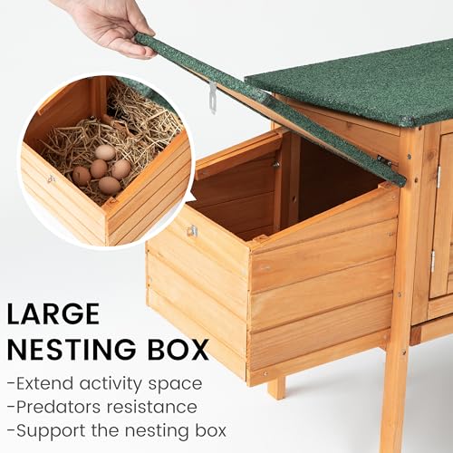 TAKUKA Outdoor Rabbit Hutch, Small Animal Wooden Chicken Coop with Nest Box