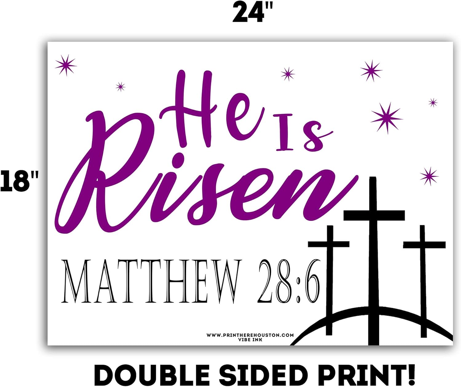 VIBE INK He is Risen - Matthew 28:6-24 x18 Decorative Jesus Easter Screen Printed Yard Signs with Metal Stake Stands - Waterproof, Double-Sided