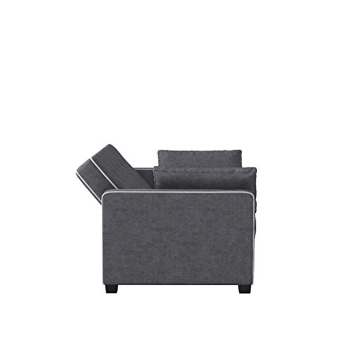 Serta Ainsley 72.6" Convertible Sleeper Sofa, Queen Size, Dreamcoil Comfort, Soft Velvet Fabric, Navy