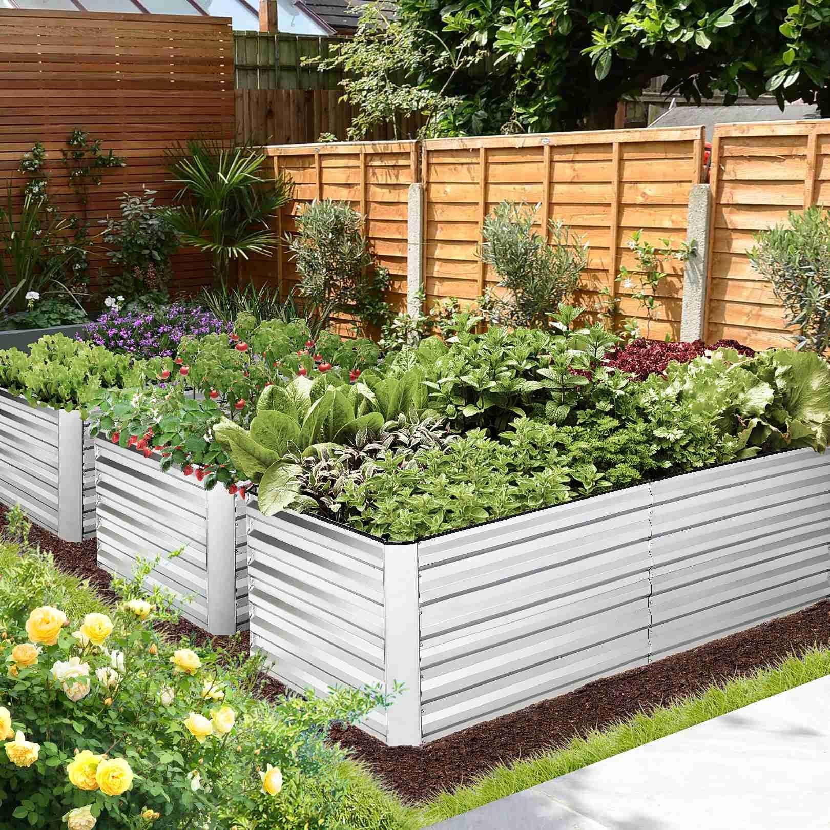 SEJOV Galvanized Raised Garden Beds w/ Liner, 6ftx3ftx2ft Large Metal Garden Beds Galvanized Steel Planter Box for Vegetables Flowers Herbs