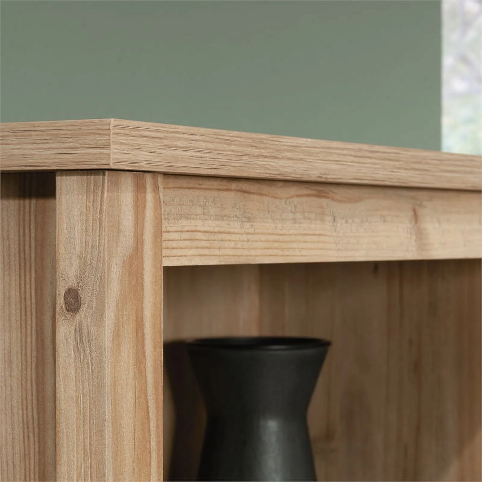 Pemberly Row Engineered Wood Bookcase with Doors in Khaki Pine Finish