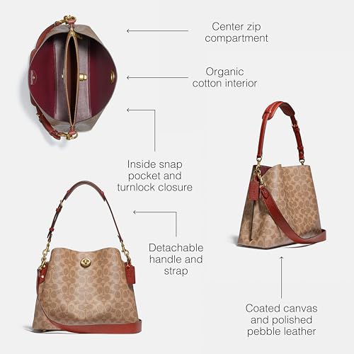 Coach Womens Polished Pebble Leather Willow Shoulder Bag