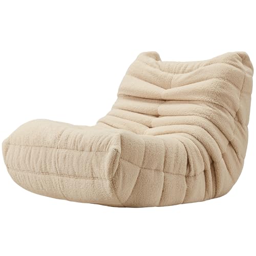 Bean Bag Chairs for Adults Giant Bean Bag Chair Memory Foam BeanBag Chair Big Bean Bag Sofa with Filler Faux Fur Fireside Beanbags Lazy Sofa for