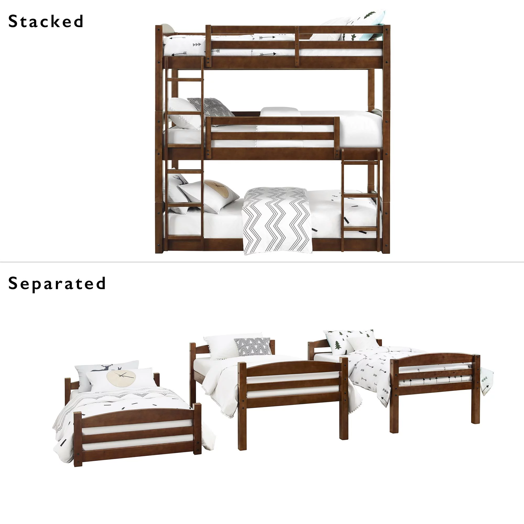 Dorel Home DHP Sierra Triple Bunk Bed, Mocha