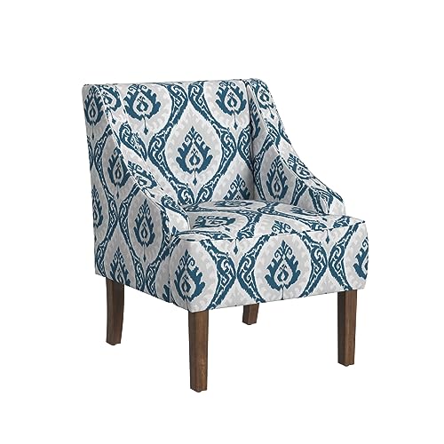 HomePop Velvet Swoop Arm Accent Chair, Suri Blue