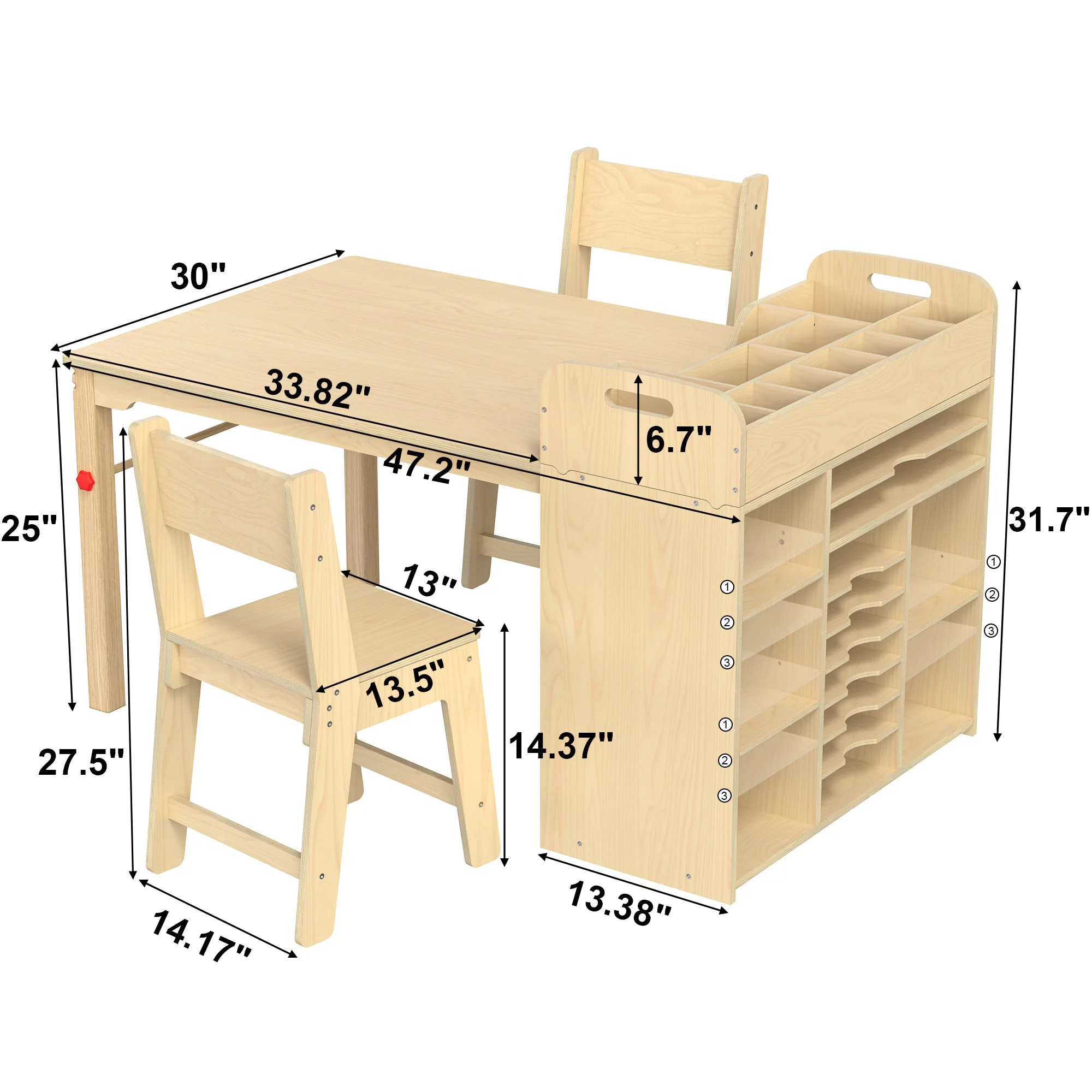 GDLF Kids Art Table and Chairs Set Craft Table with Large Storage Desk and Portable Art Supply Organizer for children ages 8-12, 47"L x 30"W