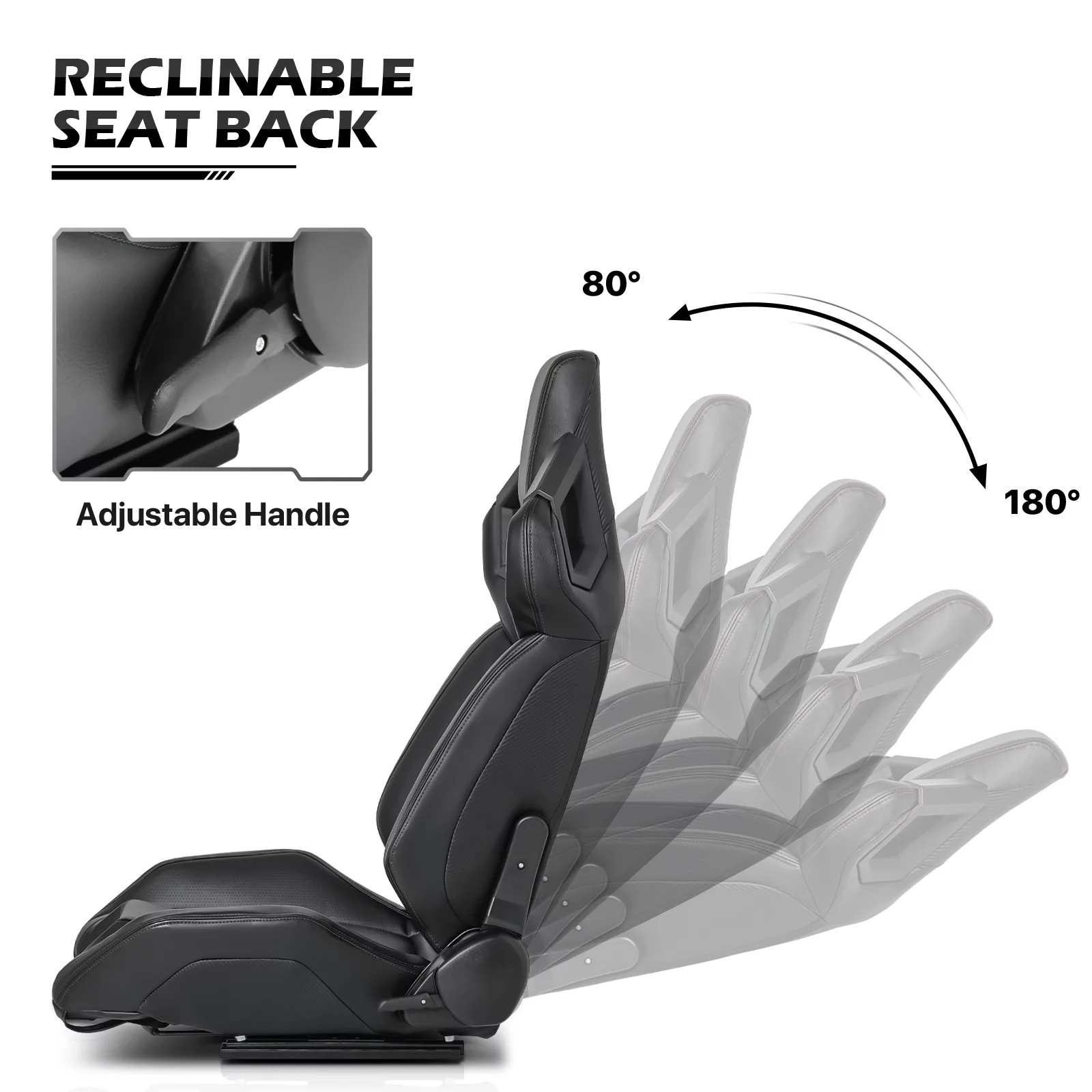 MoNiBloom Ergonomic Racing Seat, Racing Simulator Game Seat with Adjustable Slide, Leather Racing Seat for Racing Simulator Cockpit, Black