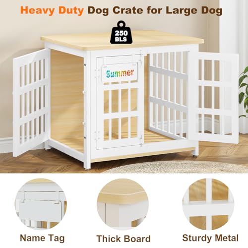 EasyCom 48"/42"/33" Dog Crate Furniture with Name Tag, Heavy Duty Dog Kennel Indoor for Large Dogs
