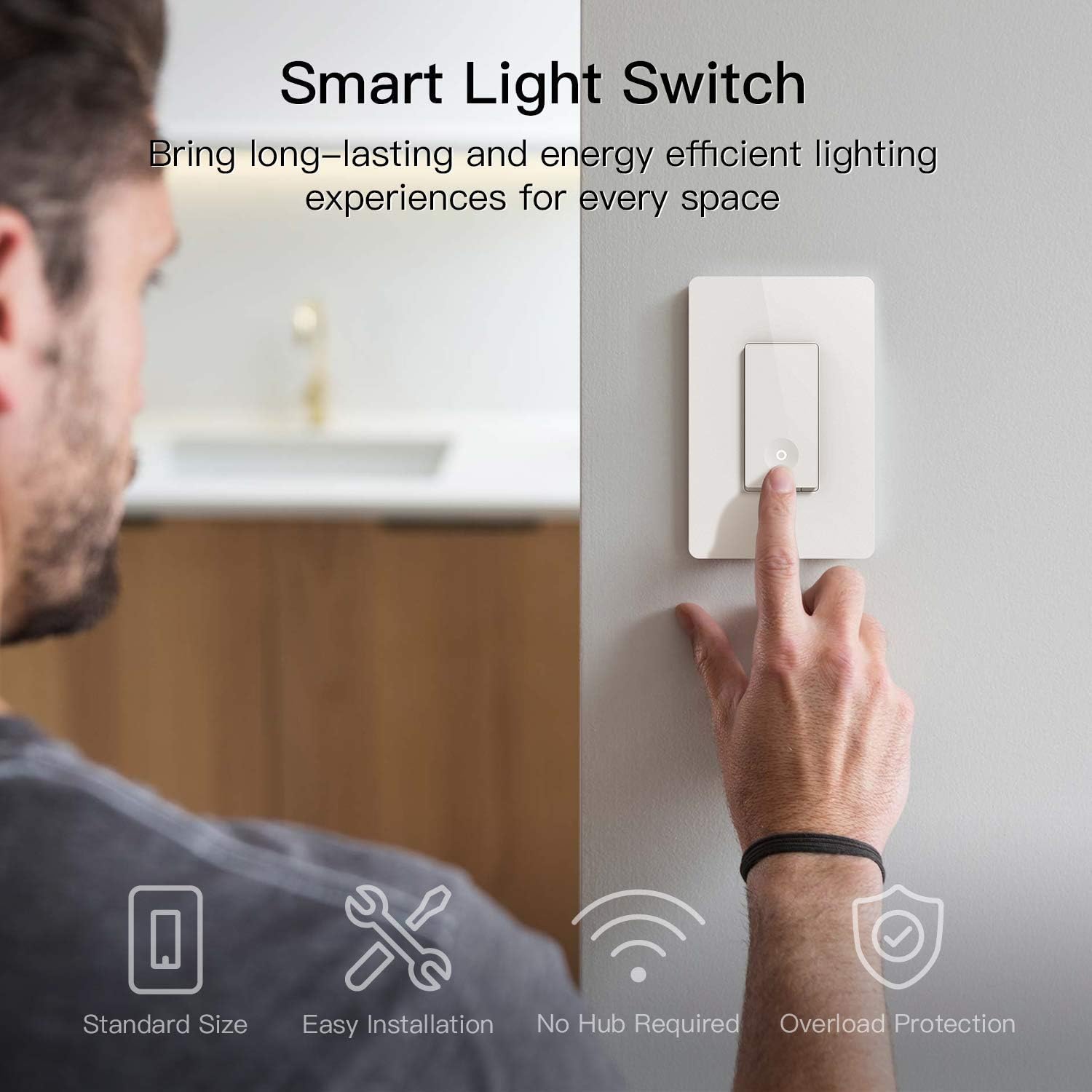 Smart Switch 4 Pack, Treatlife 2.4Ghz Smart Light Switch WiFi Light Switch Single-Pole, Neutral Wire Required, Works with Alexa