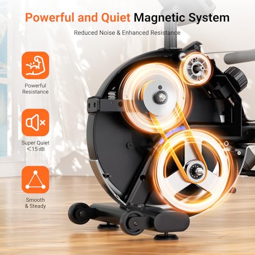 Dripex Rowing Machines for Home Use, Rowing Machine Max 350 LBS, Magnetic Rower with 16 Levels of Workout Resistance, Dual Slide Rail