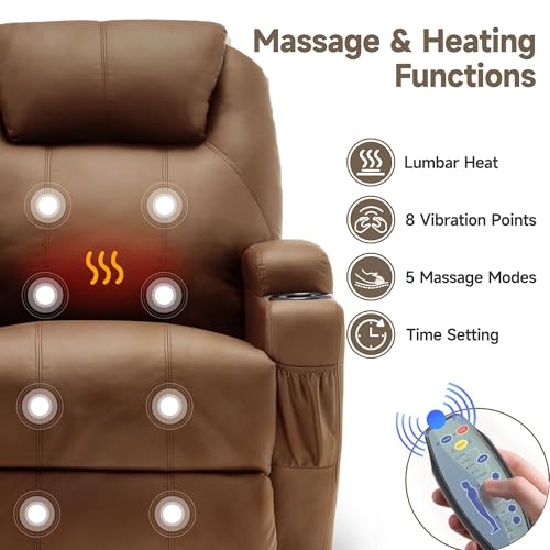 Recliner Chair, Rocking Chair with Massage and Heat, 360° Swivel Recliner Chairs for Adults