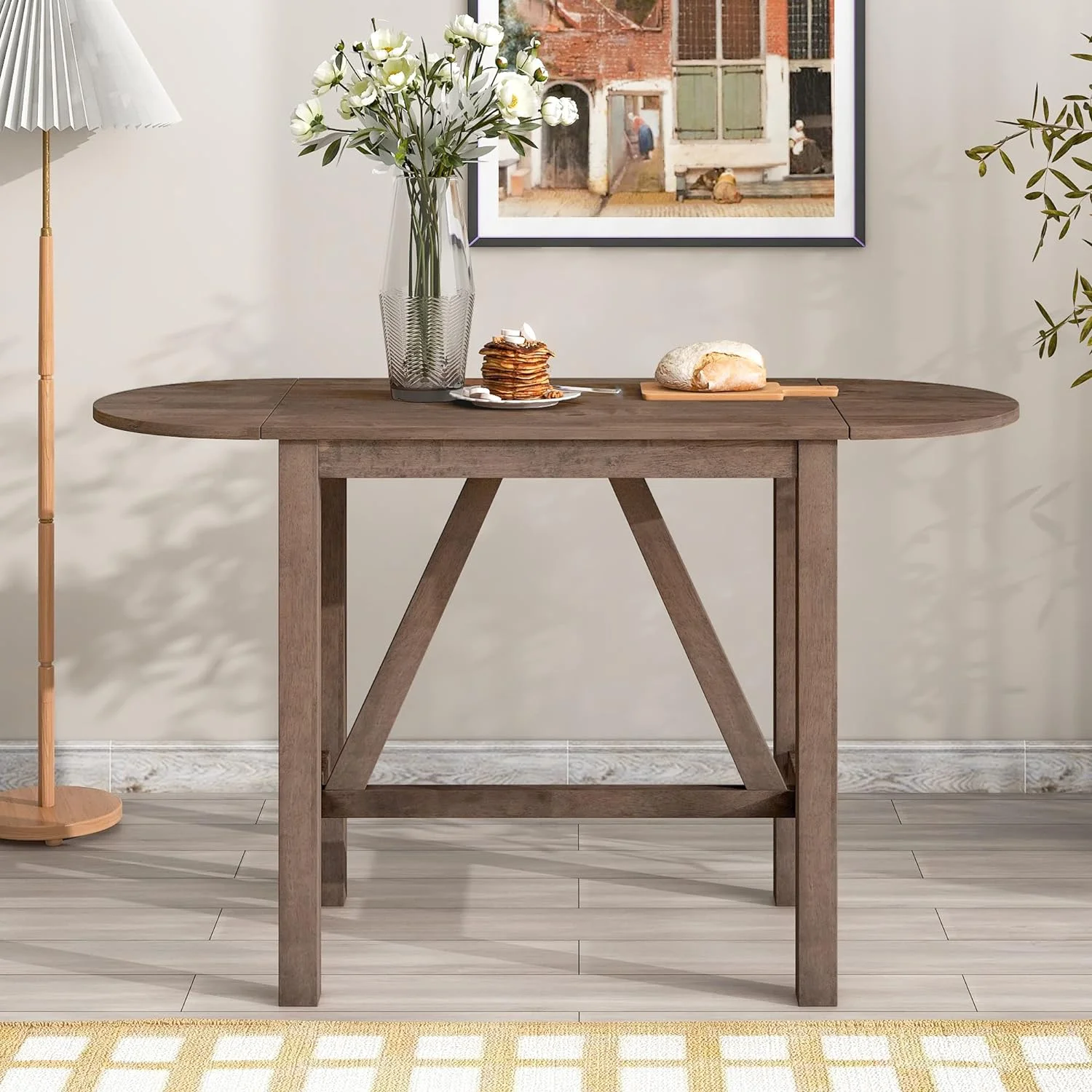 3 Piece Counter Height Kitchen Dining Set With Drop Leaf Dining Table And 2 Dining Padded Chairs, Dining Room Set For Small Places, Brown