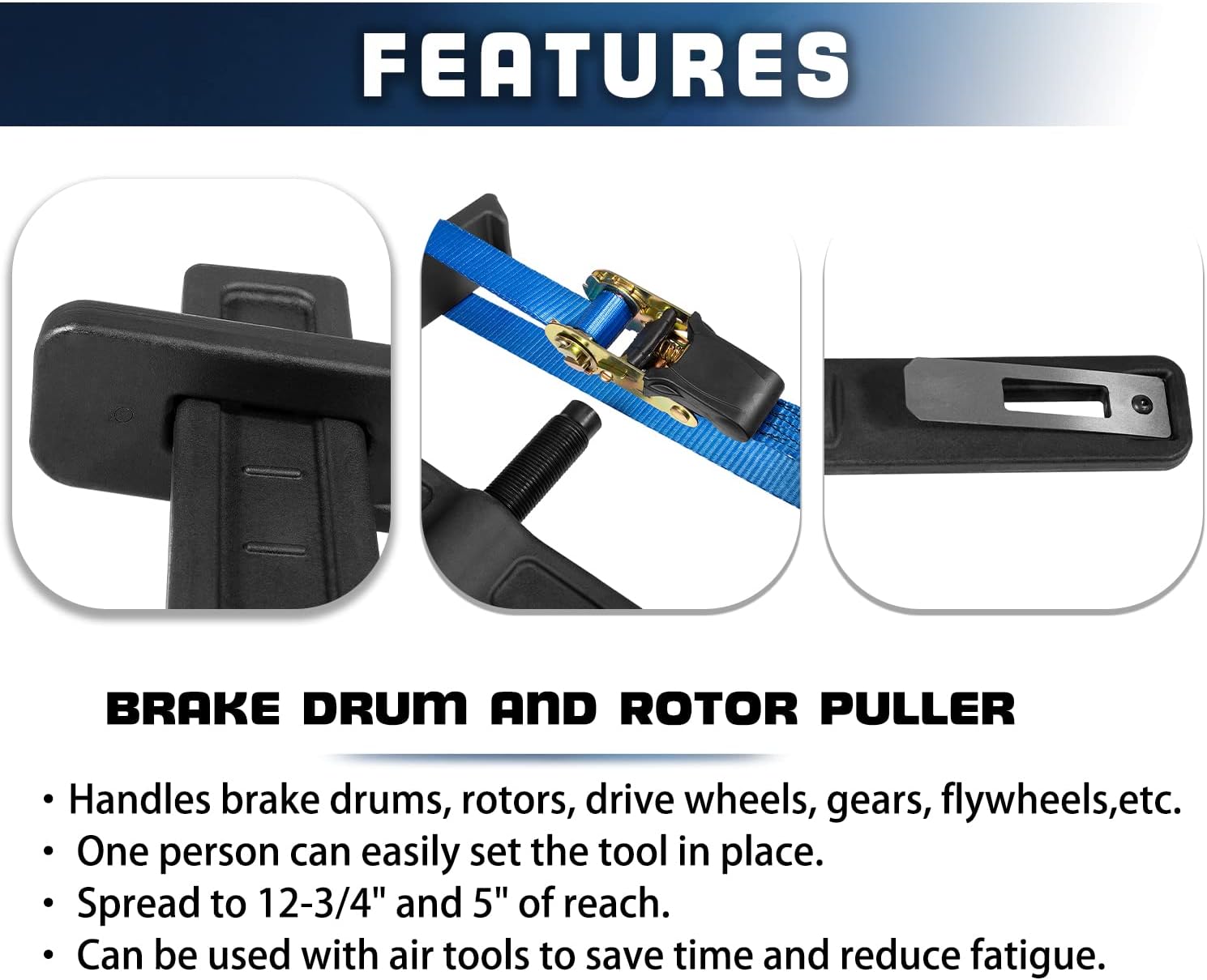 Camoo 6980 Brake Drum and Rotor Puller for Brake Drums, Rotors, Drive Wheels, Gears, Flywheels, and Pulleys