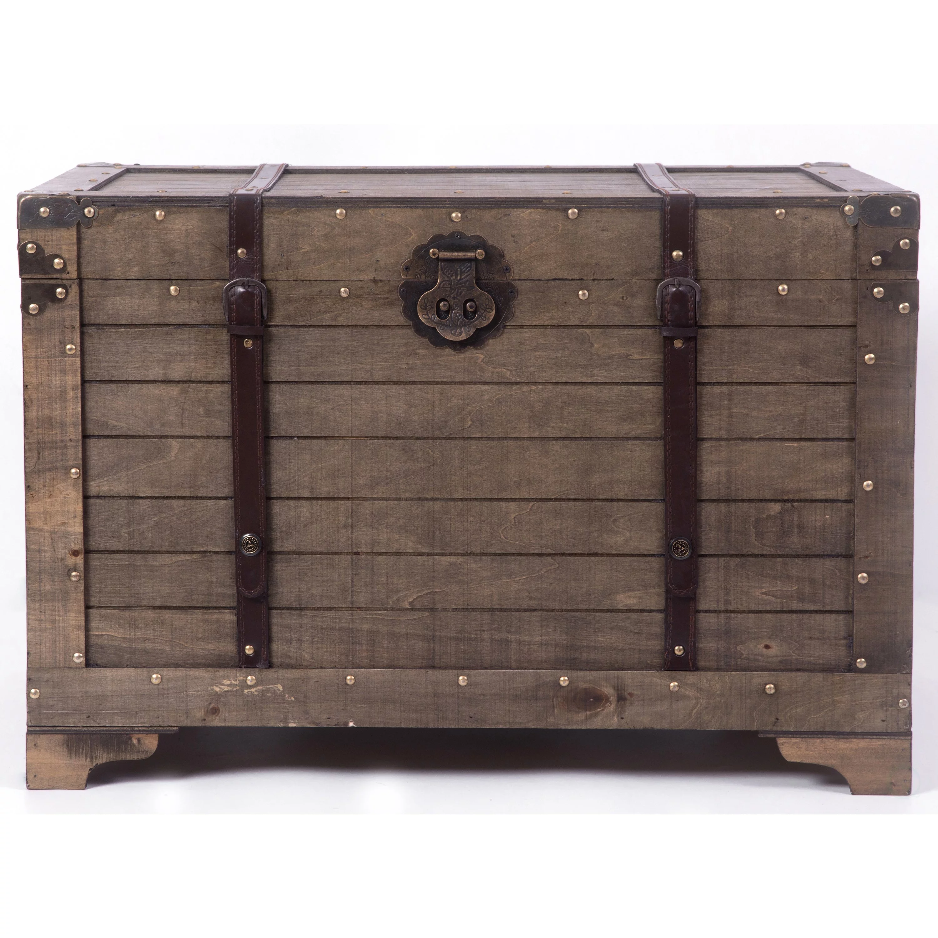 Old Fashioned Large Natural Wood Storage Trunk and Coffee Table