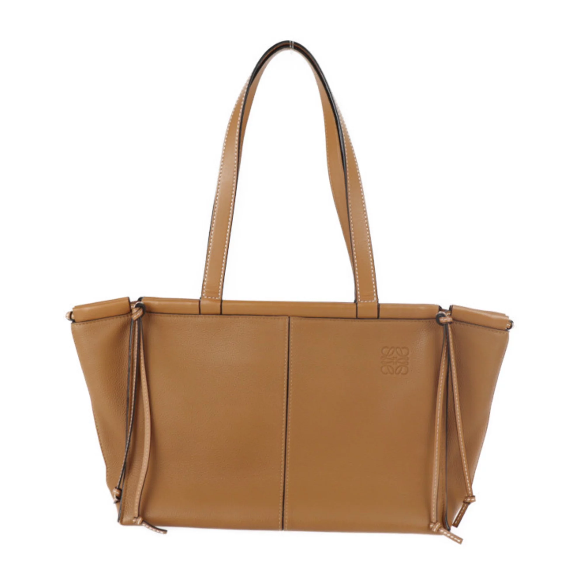 Pre-Owned LOEWE Loewe Cushion Tote Small Bag 309.12AA93 Calf Leather Camel Brown Shoulder (Good)