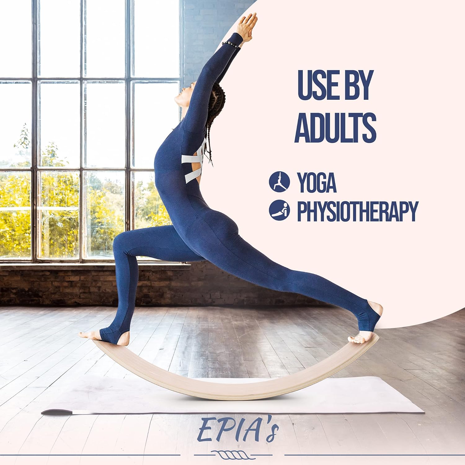 Epia's Wooden Wobble Balance Board - For Kids and Adults - Natural Beech Wood Open Ended Montessori Preschool Learning - Physical Therapy Board