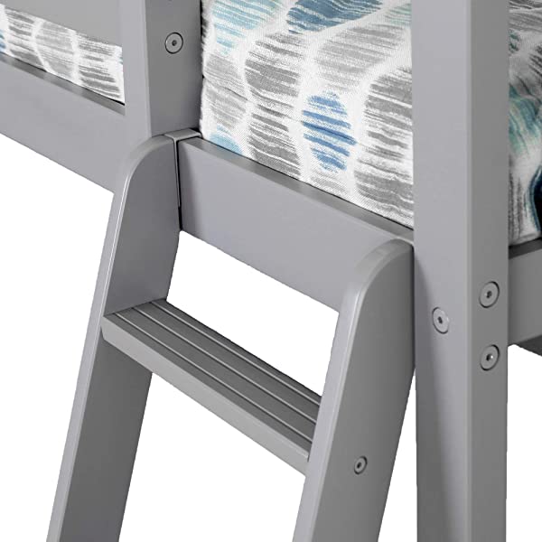 Max & Lily Twin Low Loft Bed with Staircase, White White Low Loft + Staircase Bed