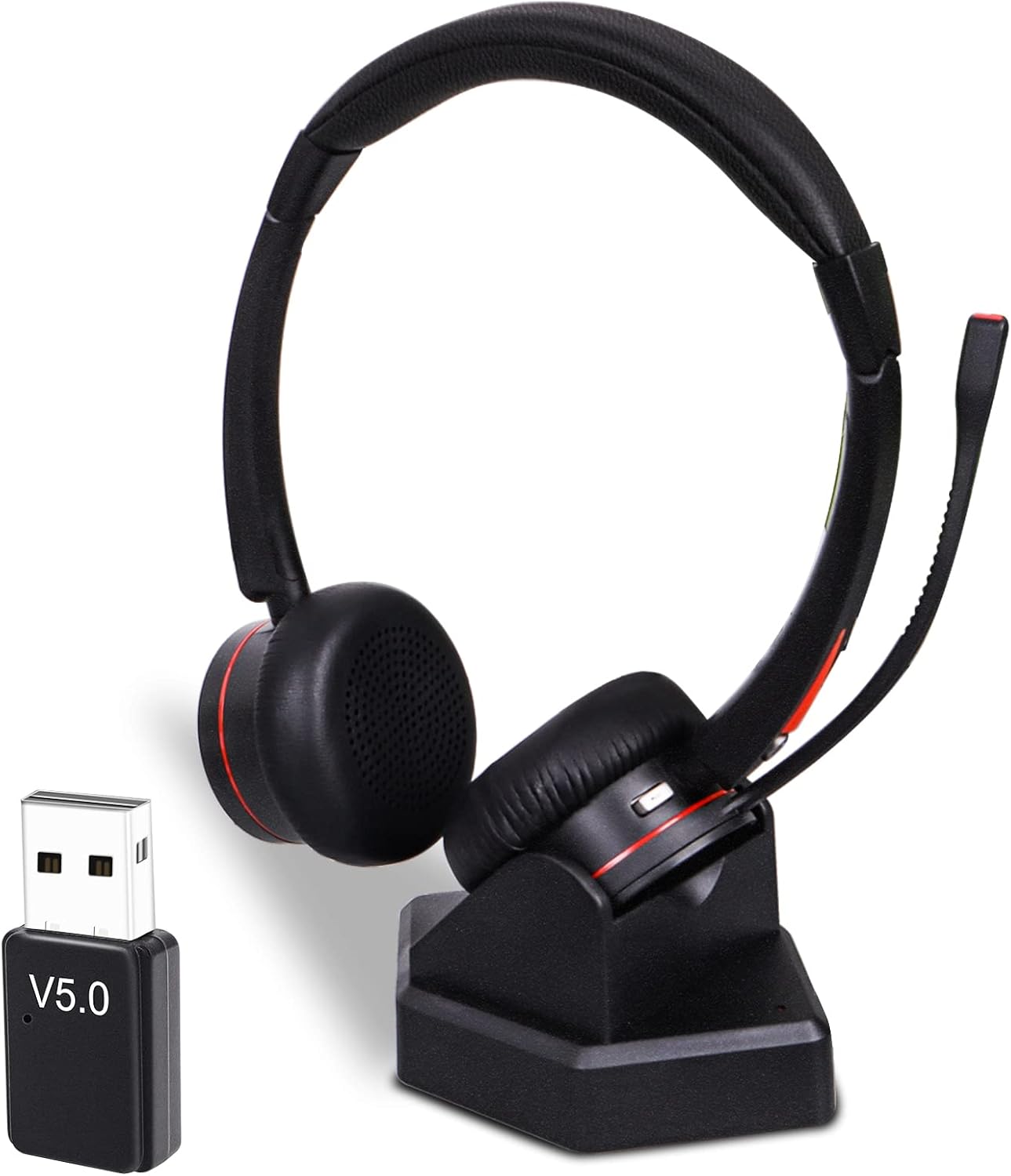 MAIRDI Wireless Headset with Microphone Noise Canceling, 5.0 Bluetooth Headphone with Mic Mute for Office Call Center