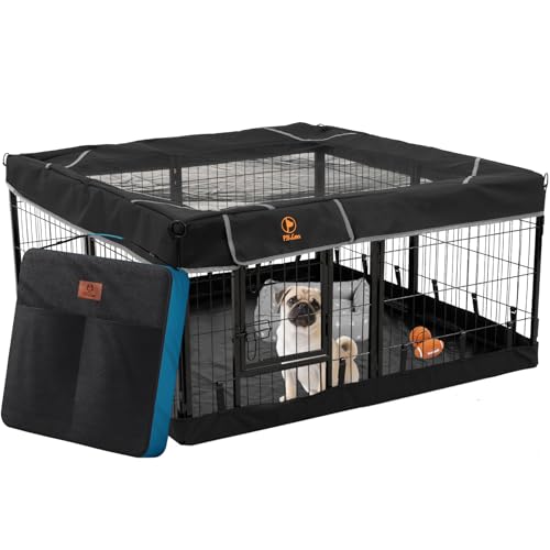 PJYuCien Dog Playpen Plus Storage Bag, 32" H 8 Panels Puppy Pen with Square Bottom, Heavy Duty Dog Fence for Puppies/Small Dogs