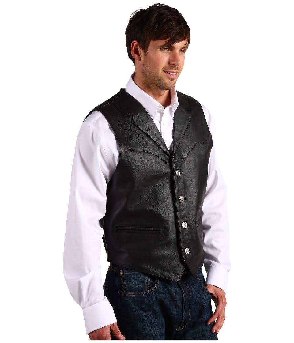 Roper Western Vest Mens Leather Button 02-075-0510-0503 Bl Black