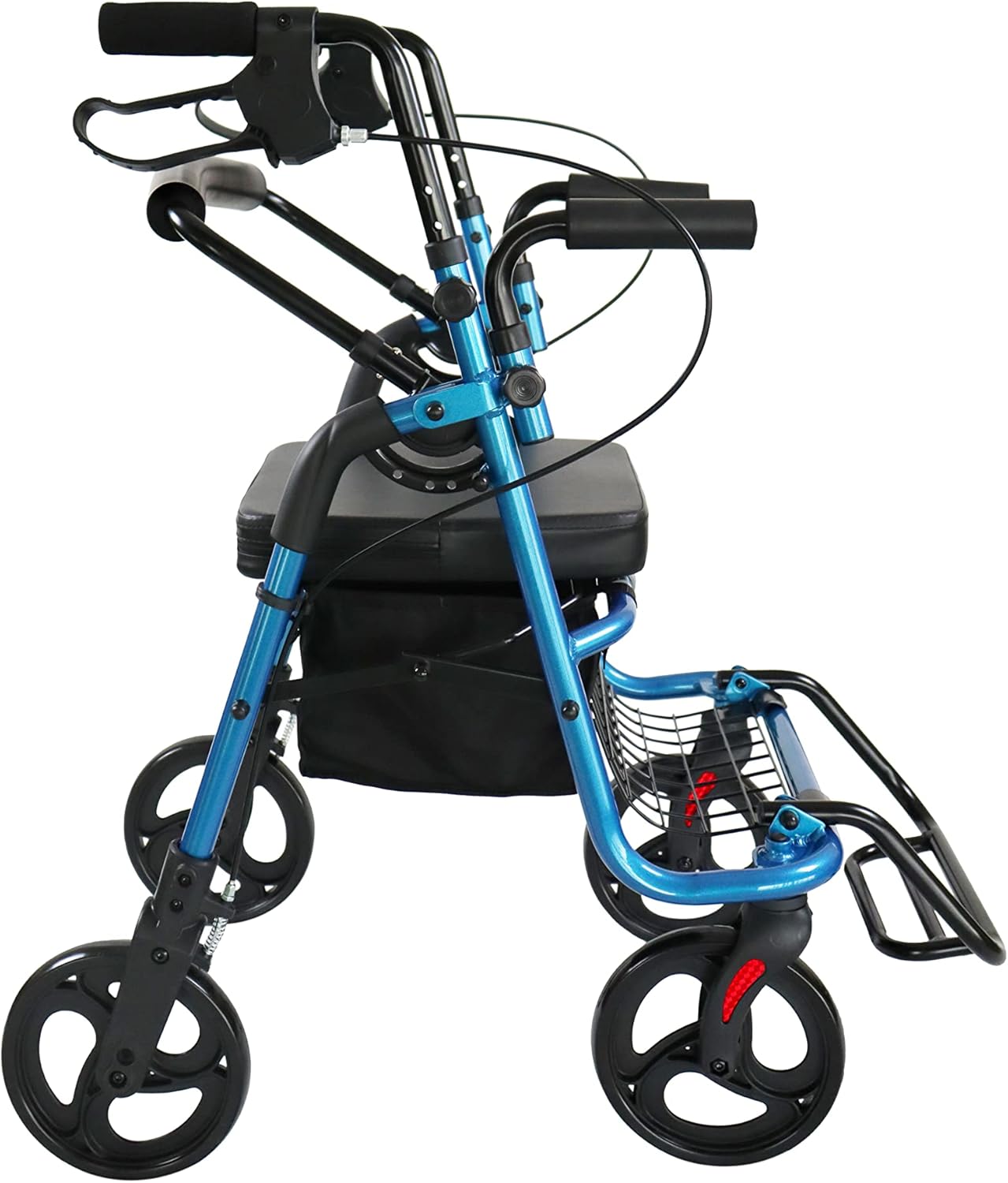KMINA - Rollator Wheelchair Combo for Smooth Terrain, 2 in 1 Rollator Transport Chair, Narrow Rollator Walker Wheelchair