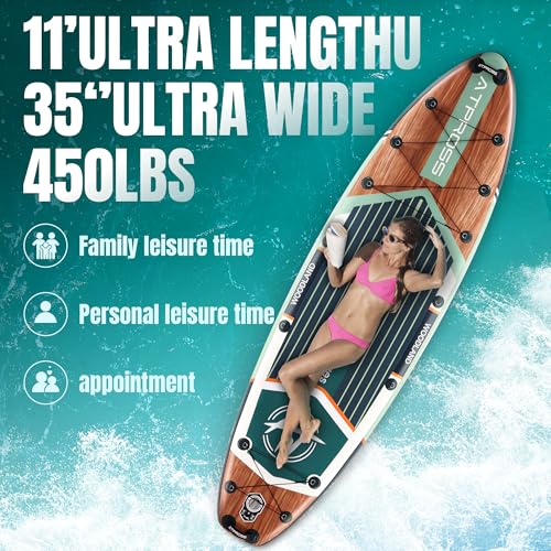 11'6"x35" Inflatable Stand Up Paddle Board 450LBS Weight Capacity Extra Wide Non-Slip Stable Deck Adult SUP